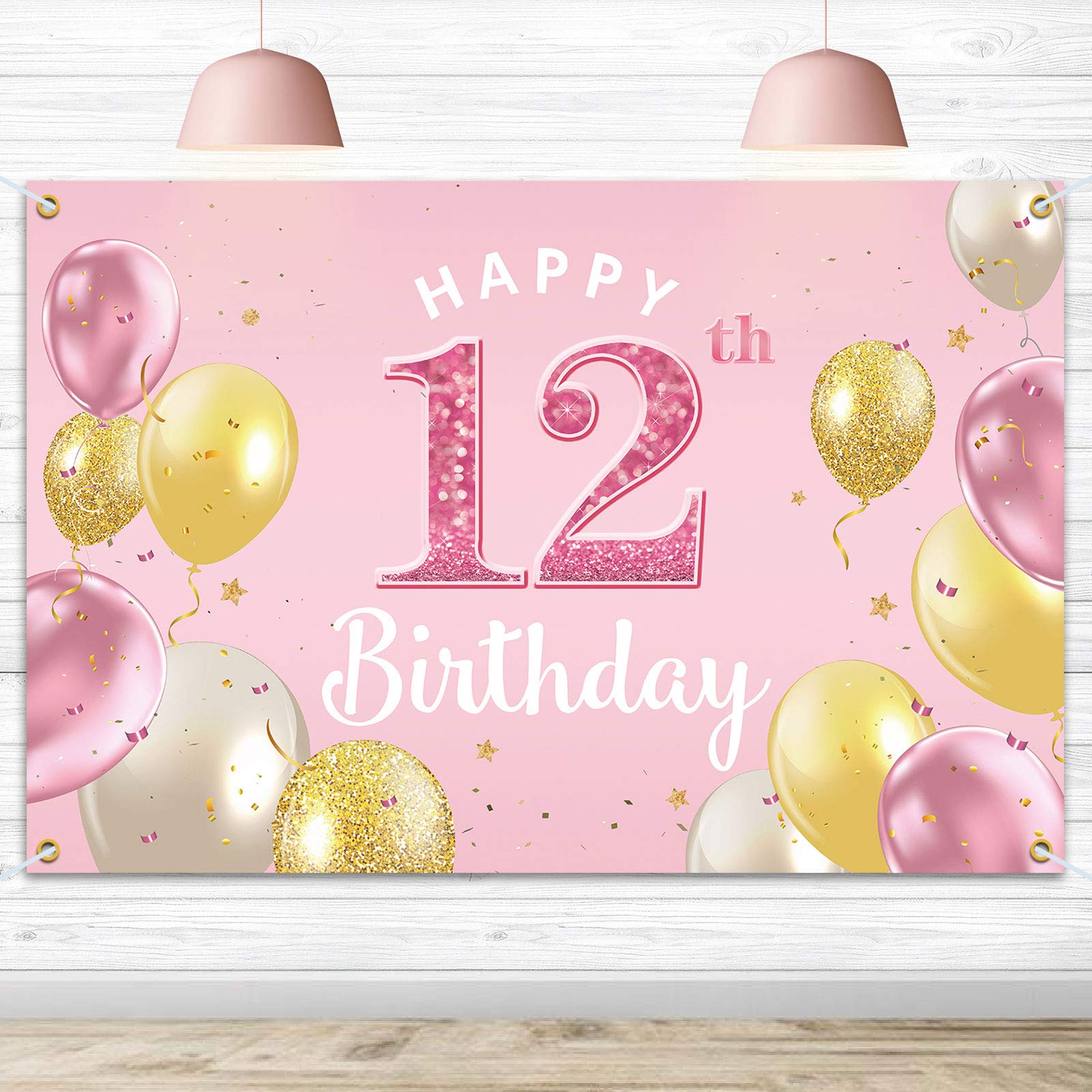 Amazon.com : PAKBOOM Happy 12th Birthday Backdrop Banner - 12